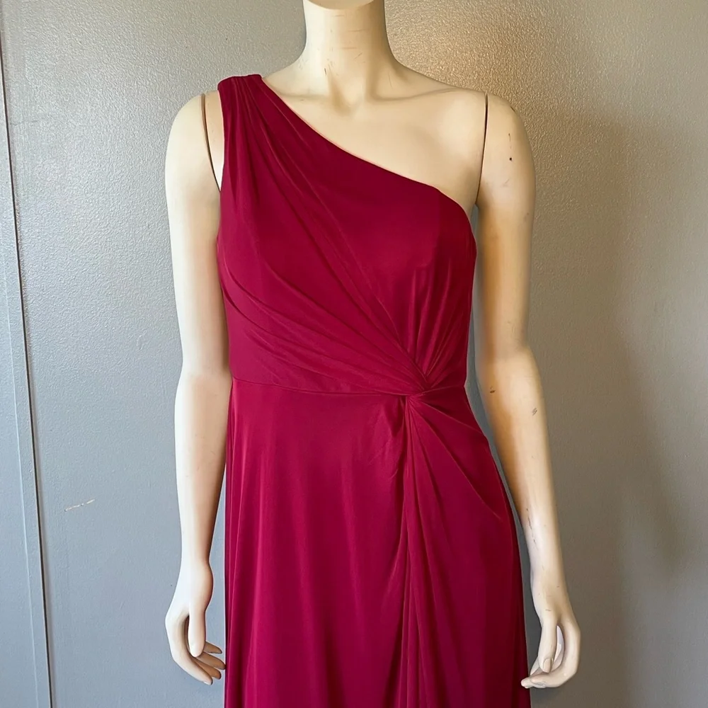 Azazie One-Shoulder Burgundy Dress,A8 - Picture 5 of 10